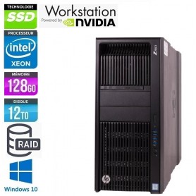 HP Z840  Bi-Xeon (2 x 12 Cores) 128Go Ram 4x 6To WD Caviar Red (RAID 10) NVIDIA Quadro K4200 Windows 10 Pro 64 GARANTIE 2 ANS