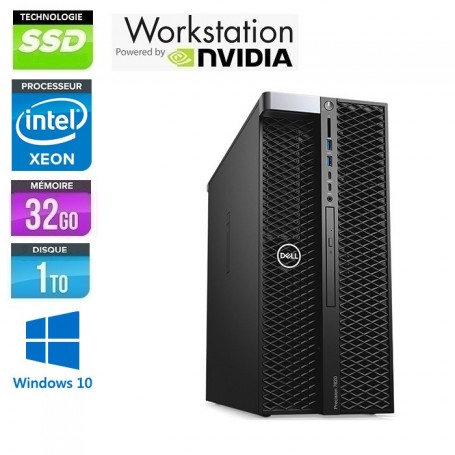 Precision T7820 32Go Ram 512Go SSD NVidia Windows 10 Pro 64 GARANTIE 2 ANS