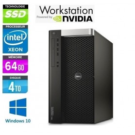 DELL Precision T7910 Bi Xeon 10 Core 64Go Ram 512Go NVMe + 4 X 1To HDD Nvidia M4000 Windows 10 ou 11 Pro 64 GARANTIE 2 ANS