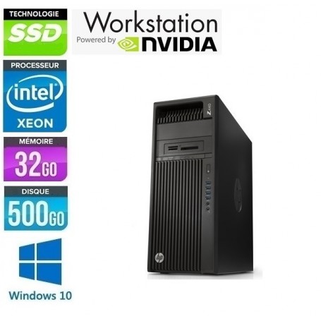 HP Z440 Quad Core Xeon 3.5GHz 32Go Ram 512Go SSD Vidéo NVidia K2200 Windows 10 ou 11 Pro 64 GARANTIE 2 ANS