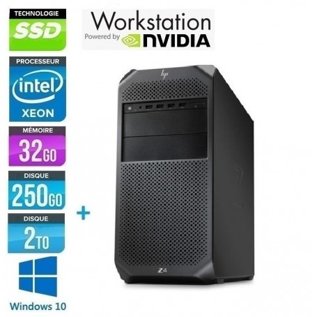 HP Z4 G4 Quad Xeon W-2125 32Go DDR4 1To M2 NVMe SSD NVidia Quadro P2200 Windows 10 Pro 64 GARANTIE 2 ANS