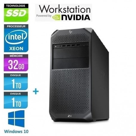 HP Z4 G4 Quad Xeon W-2125 32Go DDR4 1To M2 NVMe SSD NVidia Quadro P2200 Windows 10 Pro 64 GARANTIE 2 ANS
