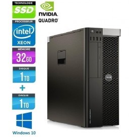DELL Precision T5810 Xeon Quad Core E5-1620v3 32Go 2 x 1To SSD RAID1 NVidia Quadro K2000 Windows 11 Pro 64 GARANTIE 2 ANS