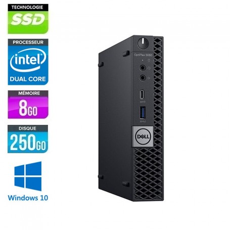 DELL Optiplex 5060 Micro Dual Core Gold G5400T 8Go Ram 250Go SSD Windows 10 ou 11 Pro 64 GARANTIE 2ANS