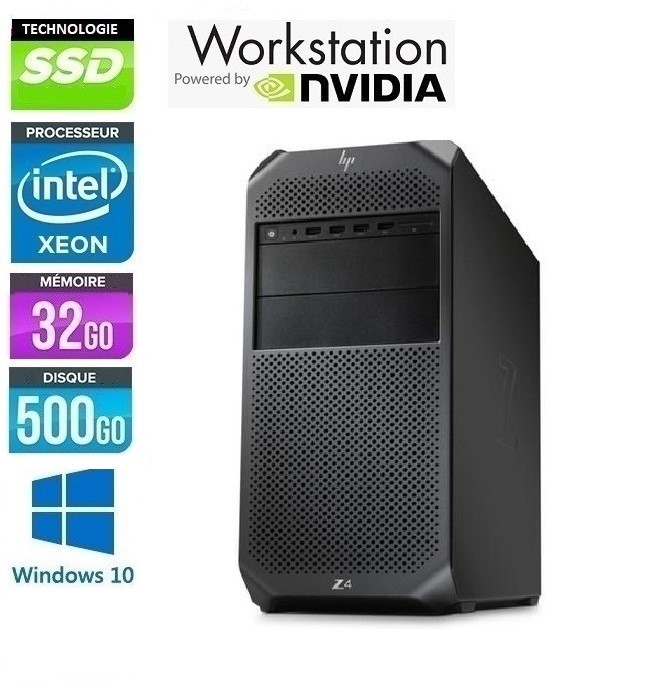 HP Z4 G4 Xeon Quad Core W-2123 32Go DDR4 512Go SSD NVidia HP Z4 G4 Xeon Quad Core W-2123 32Go DDR4 512Go SSD NVidia