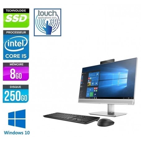 HP Elite 800 G4 AIO 6xCores i5 Ecran 24'' LED Full HD Tactile 8Go 256Go SSD NVMe +256Go SSD Windows 10 Pro 64 GARANTIE 2 ANS