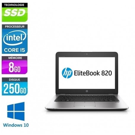 Elitebook 820 G3 Core i5 8Go Ram 256Go SSD LED 12.5'' Poids 1.5Kg Windows 10 Pro 64Bits GARANTIE 2 ANS