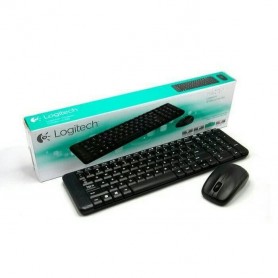 CLAVIER COMPACT + SOURIS SANS FIL NOIR MK235